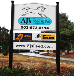 Look for AJ's Feed sign